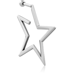 SURGICAL STEEL GRADE 316L TRAGUS BARBELL - STAR
