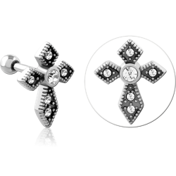 SURGICAL STEEL GRADE 316L JEWELED TRAGUS MICRO BARBELL