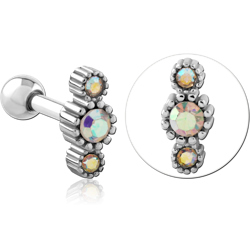 SURGICAL STEEL GRADE 316L JEWELED TRAGUS MICRO BARBELL