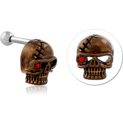 SURGICAL STEEL GRADE 316L JEWELED TRAGUS ANTIQUE BRASS PVD COATED  MICRO BARBELL