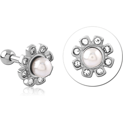 SURGICAL STEEL GRADE 316L JEWELED TRAGUS MICRO BARBELL