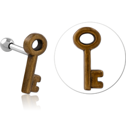 SURGICAL STEEL GRADE 316L JEWELED TRAGUS ANTIQUE BRASS PVD COATED  MICRO BARBELL