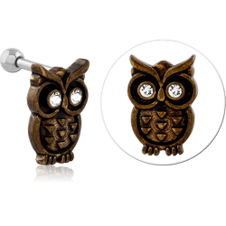 SURGICAL STEEL GRADE 316L JEWELED TRAGUS ANTIQUE BRASS PVD COATED  MICRO BARBELL