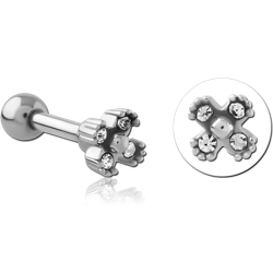 SURGICAL STEEL GRADE 316L JEWELED TRAGUS MICRO BARBELL