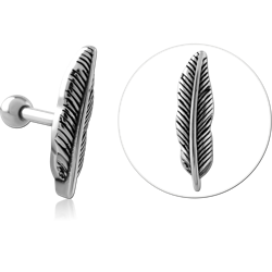 316L SURGICAL STEEL GRADE 316L MICRO BARBELL LONG FEATHER ENGRAVED TOP