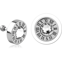 SURGICAL STEEL GRADE 316L JEWELED TRAGUS MICRO BARBELL