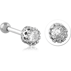 SURGICAL STEEL GRADE 316L JEWELED TRAGUS MICRO BARBELL