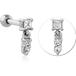 SURGICAL STEEL GRADE 316L JEWELED TRAGUS MICRO BARBELL