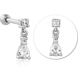 SURGICAL STEEL GRADE 316L JEWELED TRAGUS MICRO BARBELL