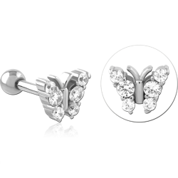 SURGICAL STEEL GRADE 316L JEWELED TRAGUS MICRO BARBELL