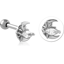 SURGICAL STEEL GRADE 316L JEWELED TRAGUS MICRO BARBELL