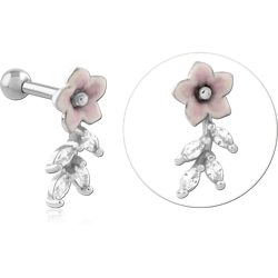 SURGICAL STEEL GRADE 316L JEWELED TRAGUS MICRO BARBELL WITH ENAMEL