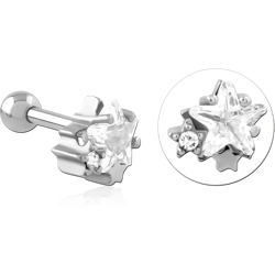 SURGICAL STEEL GRADE 316L JEWELED TRAGUS MICRO BARBELL