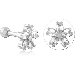 SURGICAL STEEL GRADE 316L JEWELED TRAGUS MICRO BARBELL