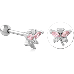 SURGICAL STEEL GRADE 316L JEWELED TRAGUS MICRO BARBELL SPECIAL NEW DESIGN