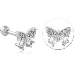 SURGICAL STEEL GRADE 316L JEWELED TRAGUS MICRO BARBELL SPECIAL NEW DESIGN