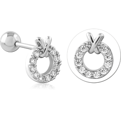 SURGICAL STEEL GRADE 316L JEWELED TRAGUS MICRO BARBELL SPECIAL NEW DESIGN