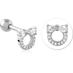 SURGICAL STEEL GRADE 316L JEWELED TRAGUS MICRO BARBELL SPECIAL NEW DESIGN