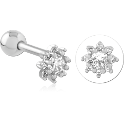 SURGICAL STEEL GRADE 316L JEWELED TRAGUS MICRO BARBELL