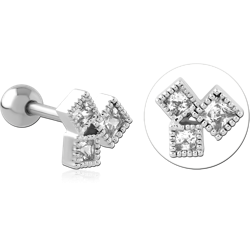 SURGICAL STEEL GRADE 316L JEWELED TRAGUS MICRO BARBELL SPECIAL NEW DESIGN