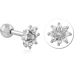 SURGICAL STEEL GRADE 316L JEWELED TRAGUS MICRO BARBELL SPECIAL NEW DESIGN