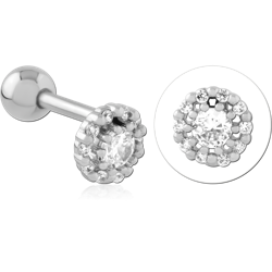 SURGICAL STEEL GRADE 316L JEWELED TRAGUS MICRO BARBELL SPECIAL NEW DESIGN