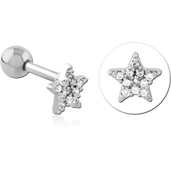 SURGICAL STEEL GRADE 316L JEWELED TRAGUS MICRO BARBELL SPECIAL NEW DESIGN