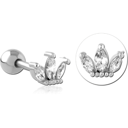 SURGICAL STEEL GRADE 316L JEWELED TRAGUS MICRO BARBELL SPECIAL NEW DESIGN