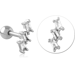 SURGICAL STEEL GRADE 316L JEWELED TRAGUS MICRO BARBELL SPECIAL NEW DESIGN