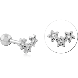 SURGICAL STEEL GRADE 316L JEWELED TRAGUS MICRO BARBELL SPECIAL NEW DESIGN