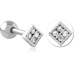 SURGICAL STEEL GRADE 316L JEWELED TRAGUS MICRO BARBELL SPECIAL NEW DESIGN