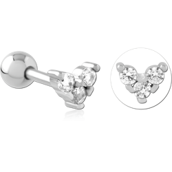 SURGICAL STEEL GRADE 316L JEWELED TRAGUS MICRO BARBELL SPECIAL NEW DESIGN