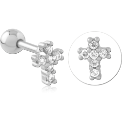 SURGICAL STEEL GRADE 316L JEWELED TRAGUS MICRO BARBELL SPECIAL NEW DESIGN