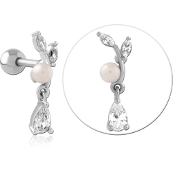 SURGICAL STEEL GRADE 316L JEWELED TRAGUS MICRO BARBELL SPECIAL NEW DESIGN