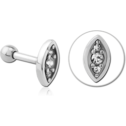 SURGICAL STEEL GRADE 316L JEWELED TRAGUS MICRO BARBELL - EYE