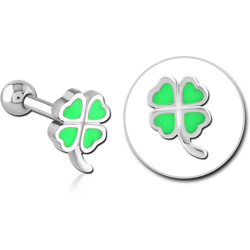 SURGICAL STEEL GRADE 316L TRAGUS MICRO BARBELL - SHAMROCK
