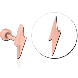 ROSE GOLD PVD COATED SURGICAL STEEL GRADE 316L TRAGUS MICRO BARBELL - LIGHTNING