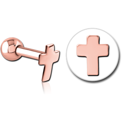 ROSE GOLD PVD COATED SURGICAL STEEL GRADE 316L CROSS TRAGUS MICRO BARBELL