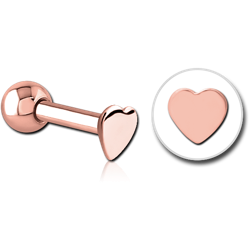 ROSE GOLD PVD COATED SURGICAL STEEL GRADE 316L HEART TRAGUS MICRO BARBELL