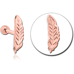 ROSE GOLD PVD COATED SURGICAL STEEL GRADE 316L TRAGUS MICRO BARBELL - FEATHER