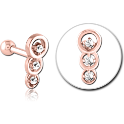 ROSE GOLD PVD SURGICAL STEEL GRADE 316L JEWELED TRAGUS MICRO BARBELL