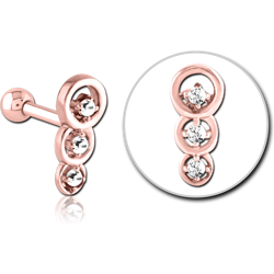 ROSE GOLD PVD SURGICAL STEEL GRADE 316L JEWELED TRAGUS MICRO BARBELL