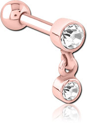 ROSE GOLD PVD COATED SURGICAL STEEL GRADE 316L JEWELED TRAGUS MICRO BARBELL