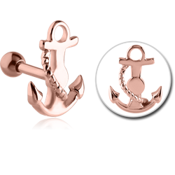 ROSE GOLD PVD COATED SURGICAL STEEL GRADE 316L ANCHOR TRAGUS MICRO BARBELL - ANCHOR