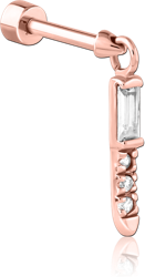 ROSE GOLD PVD COATED SURGICAL STEEL GRADE 316L JEWELED TRAGUS MICRO BARBELL