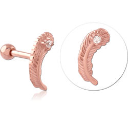 ROSE GOLD PVD COATE SURGICAL STEEL GRADE 316L JEWELED TRAGUS MICRO BARBELL