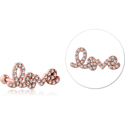 ROSE GOLD PVD COATED SURGICAL STEEL GRADE 316L JEWELED TRAGUS MICRO BARBELL