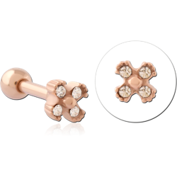 ROSE GOLD PVD COATED SURGICAL STEEL GRADE 316L JEWELED TRAGUS MICRO BARBELL