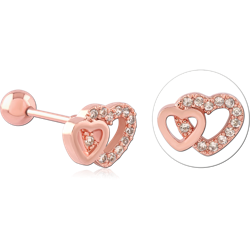 ROSE GOLD PVD COATED SURGICAL STEEL GRADE 316L JEWELED TRAGUS MICRO BARBELL SPECIAL NEW DESIGN