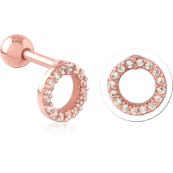 ROSE GOLD PVD COATED SURGICAL STEEL GRADE 316L JEWELED TRAGUS MICRO BARBELL SPECIAL NEW DESIGN